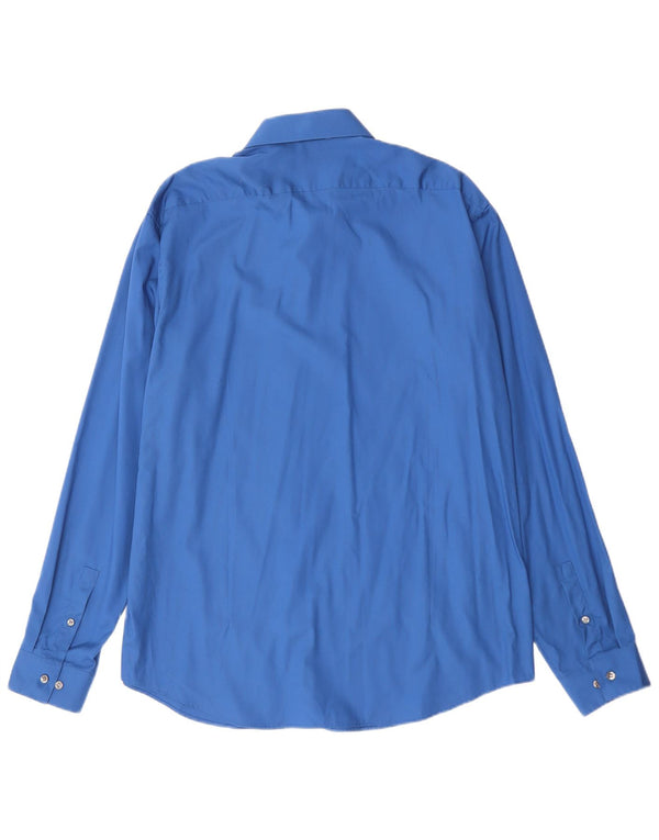 Calvin Klein Herren-Hemd, tailliert, Größe 44, 17 1/2 XL, blaue Baumwolle