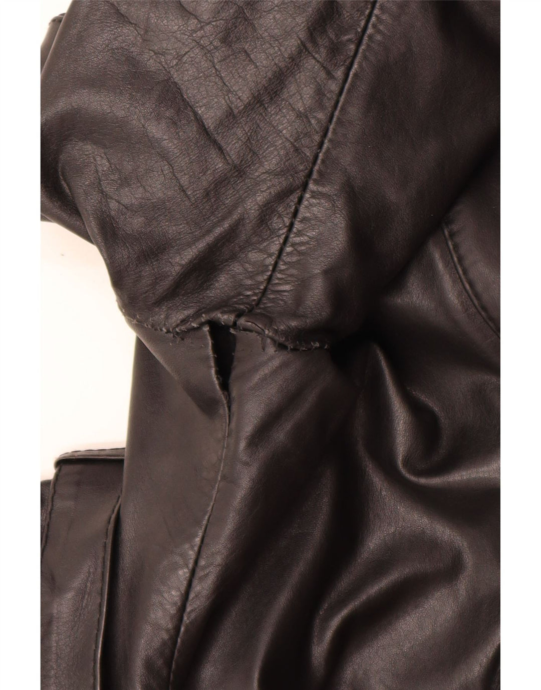 Vintage Damen Zweireihiger Ledermantel IT 46 Large Schwarz