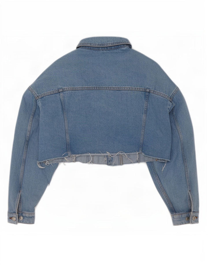 Topshop Damen Crop Übergroße Jeansjacke UK 6 XS Blaue Baumwolle