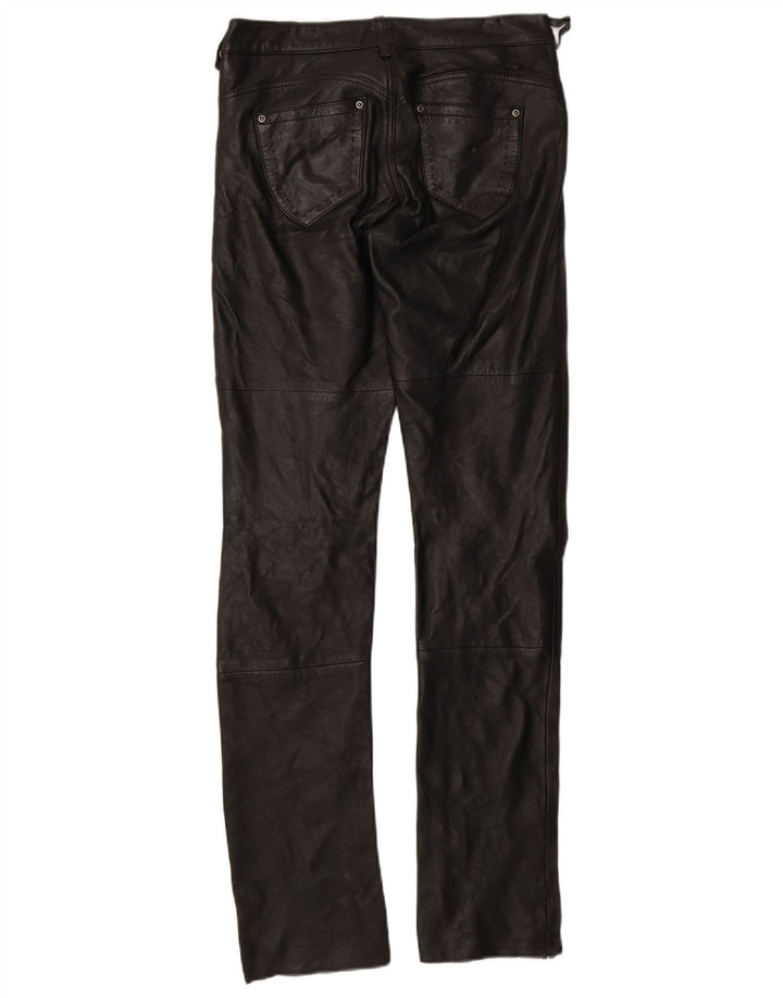 GIPSY Womens Slim Leather Trousers Small W27 L33 Black Leather