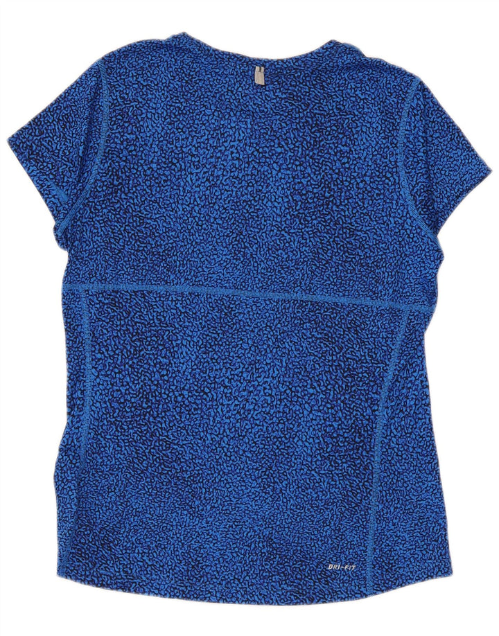 Nike Damen T-Shirt Top UK 12 Mittelblaues geometrisches Polyester
