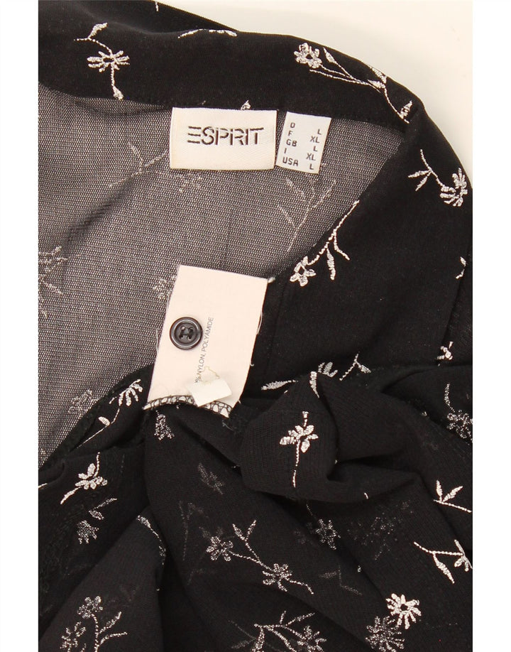 ESPRIT Womens Shirt Blouse UK 16 Large Black Floral Nylon Vintage Esprit and Second-Hand Esprit from Messina Hembry 
