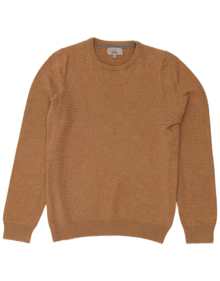 MARKS & SPENCER Herren-Pullover mit Rundhalsausschnitt, reguläre Passform, Größe S, Beige