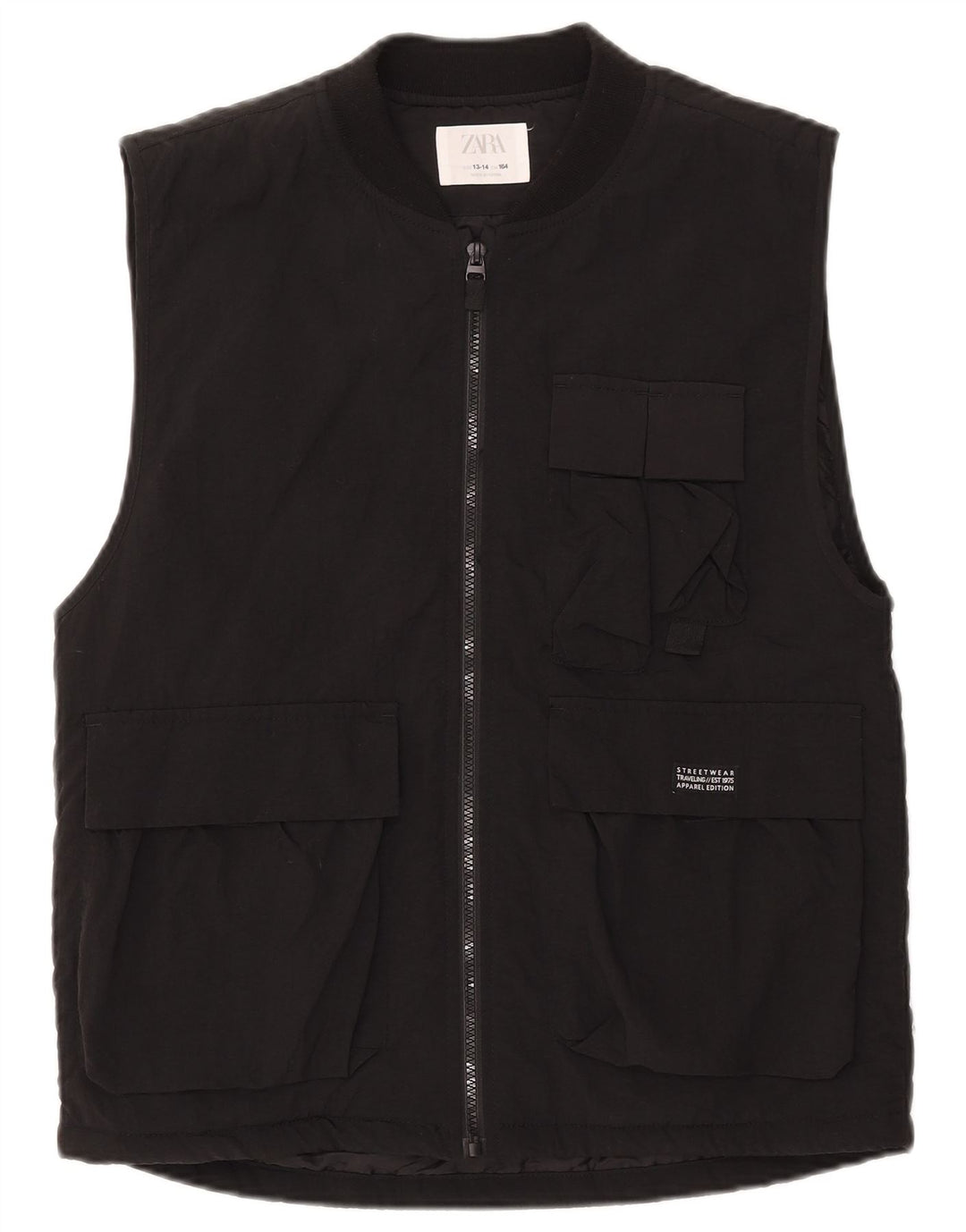 Zara Utility-Weste für Jungen, 13–14 Jahre, schwarzes Nylon