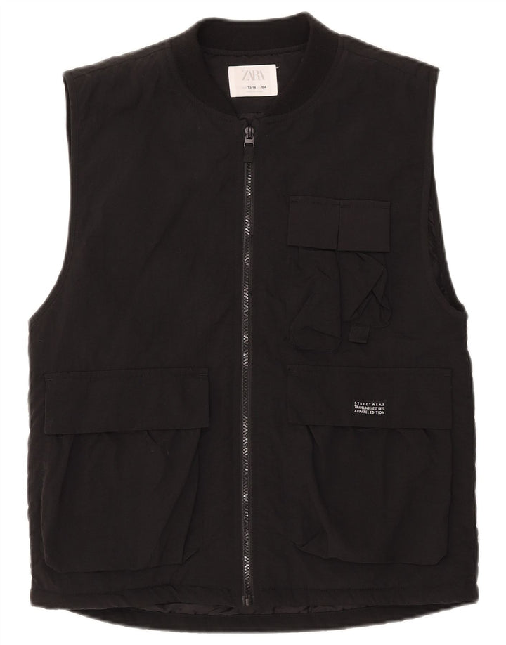 Zara Utility-Weste für Jungen, 13–14 Jahre, schwarzes Nylon