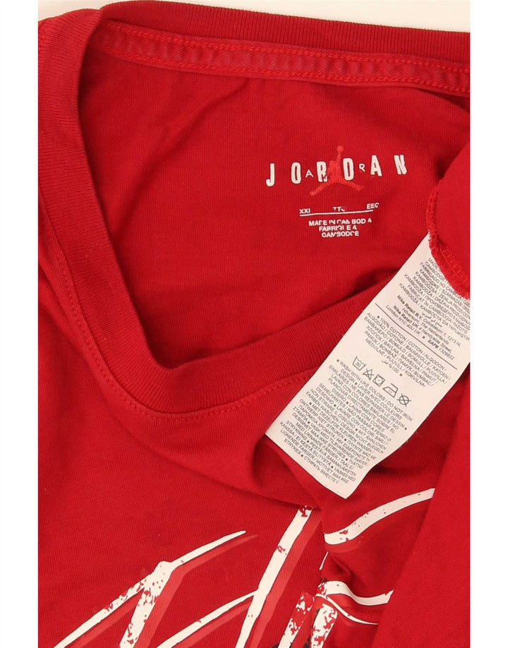 Jordan Herren Grafik T-Shirt Top 2XL Rote Baumwolle