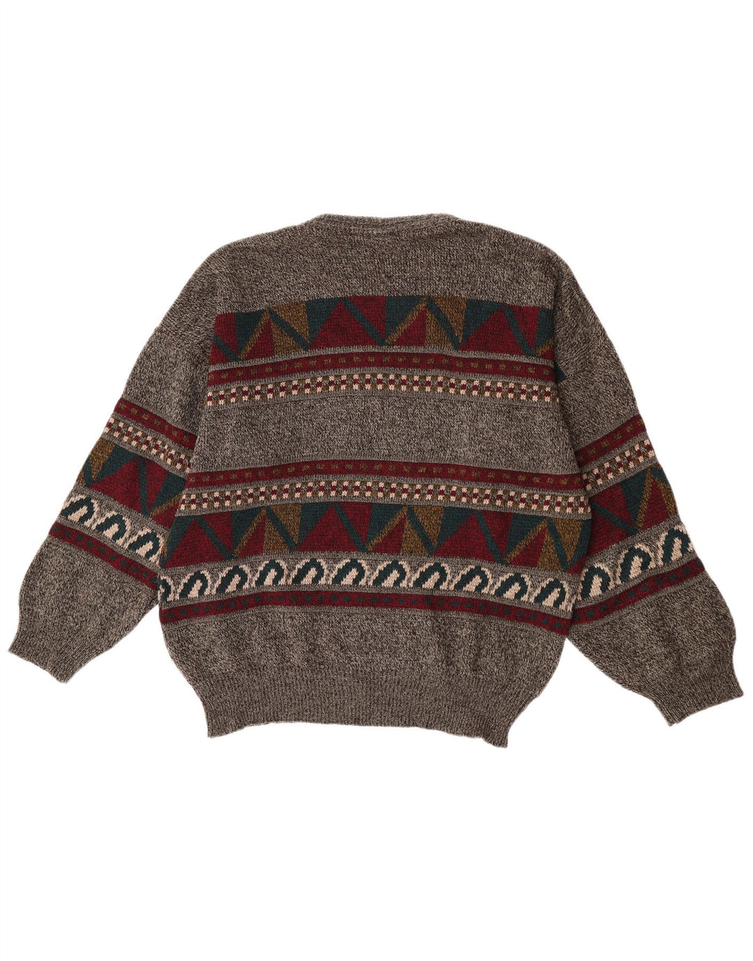 Vintage Herren Rundhalspullover Pullover XL Grau Geometrisch