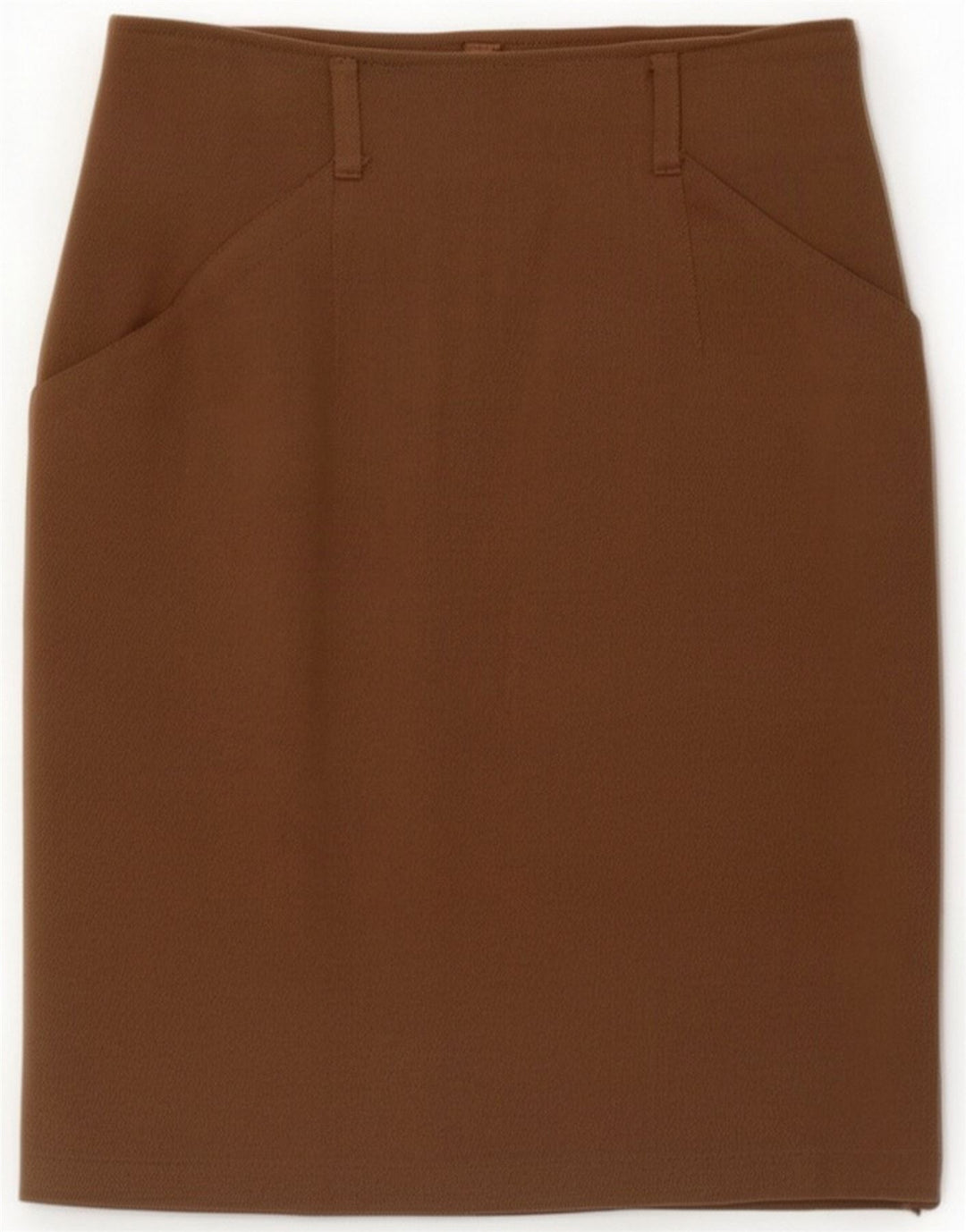 Benetton Damen Bleistiftrock IT 42 Medium W26 Braune Wolle