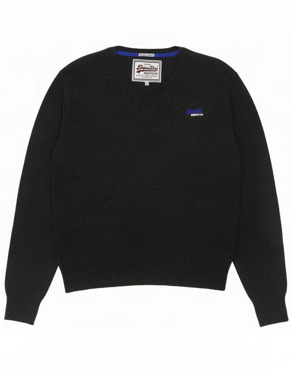 Superdry Herren-Pullover mit V-Ausschnitt, 2XL, graue Baumwolle