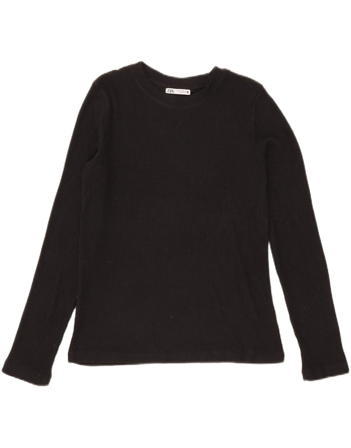 Zara Damen Top Langarm UK 10 Small Schwarz Polyester