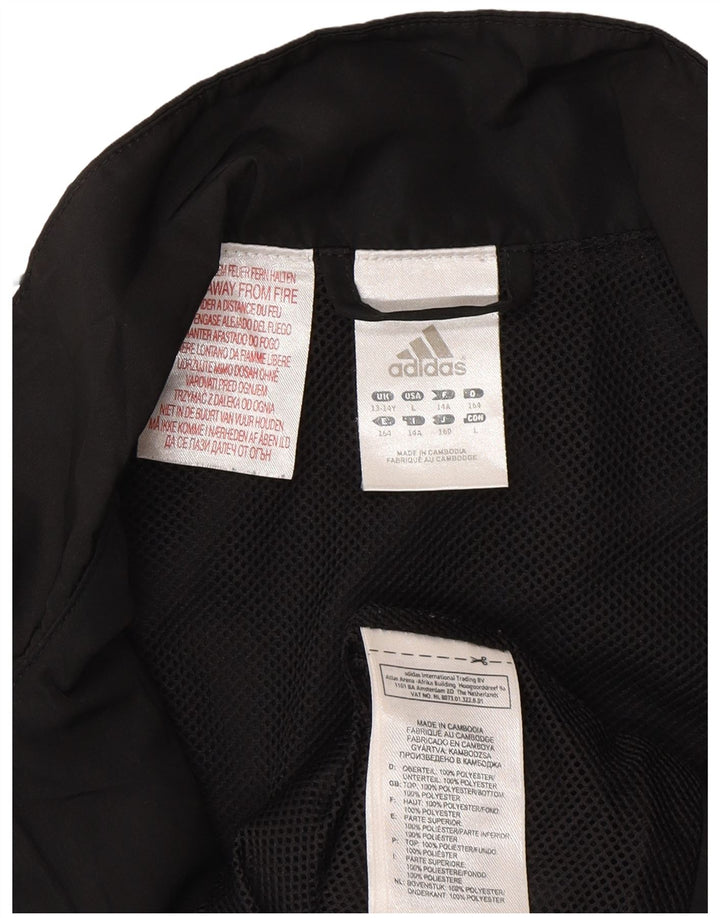 Adidas Regenjacke für Jungen, 13–14 Jahre, schwarzes Polyester