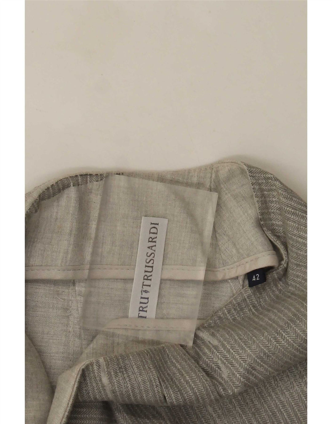Trussardi Damen Plissee-Minirock IT 42 Medium W28 Graues Fischgrätenmuster