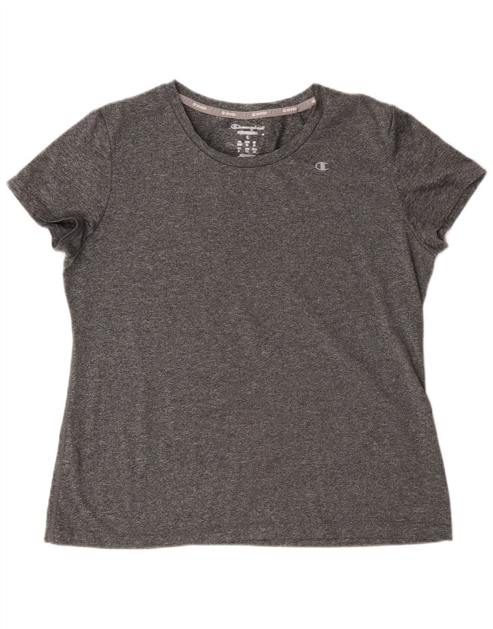 Champion Damen T-Shirt Top UK 16 Large Grau Polyester