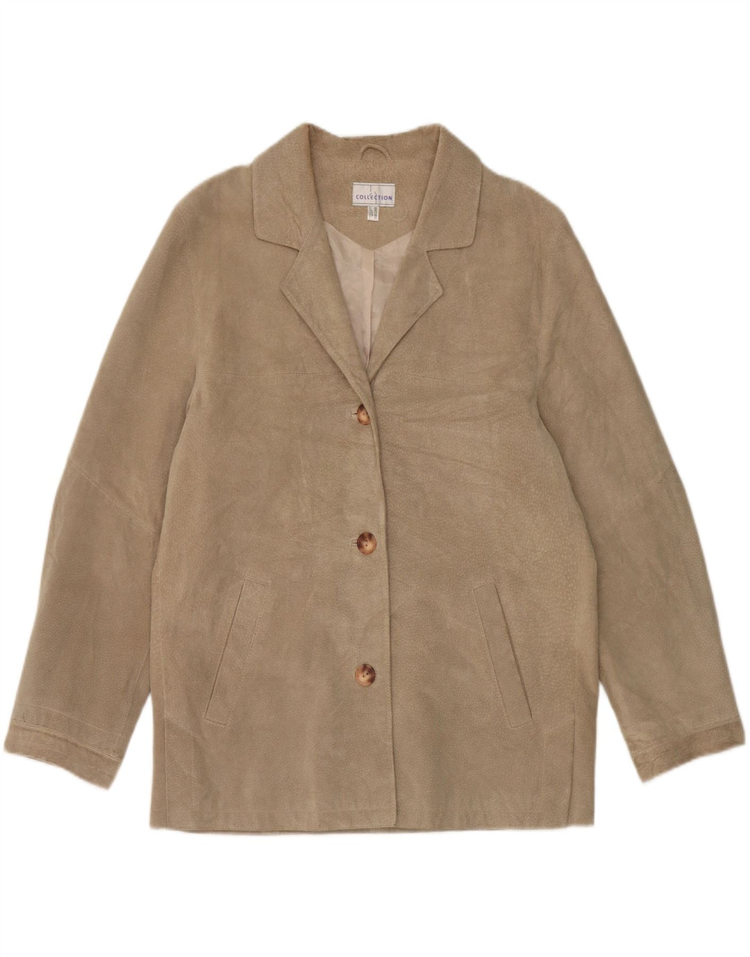 COLLECTION Womens Oversized Suede Jacket UK 10 Small  Beige Leather
