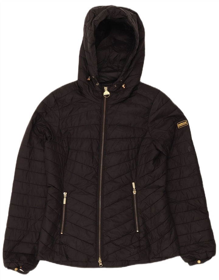 BARBOUR Wattierte Damenjacke mit Kapuze, UK 10, Größe S, Schwarz, Polyamid