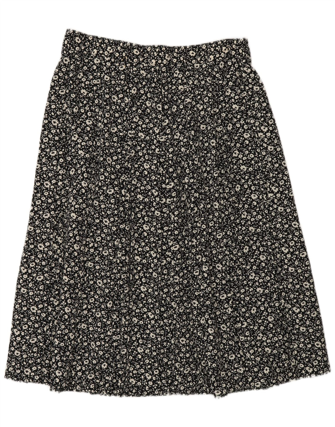 St Michael Damen A-Linienrock UK 16 Large W30 Schwarz geblümtes Polyester