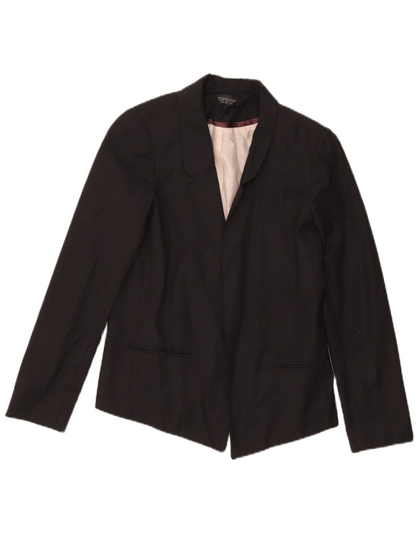 Topshop Womens Open Blazer Jacke UK 8 Small Schwarz Polyester
