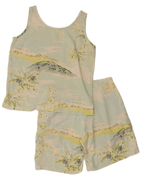 Vintage Damen Beach Hawaiian 2-teiliges Set UK 12 Medium W32 Grün
