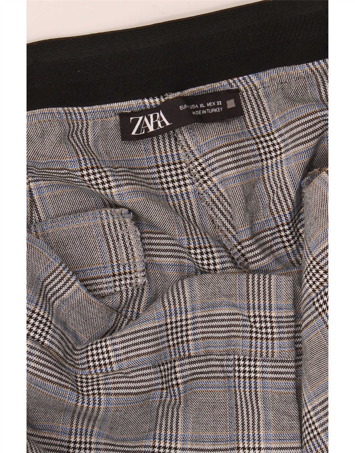 Zara Damen Slim Chino-Hose XL W38 L27 Grauer Hahnentritt