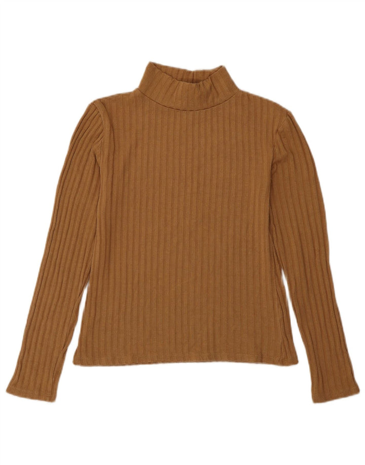 Topshop Damen Crop Top Langarm UK 8 Small Braun
