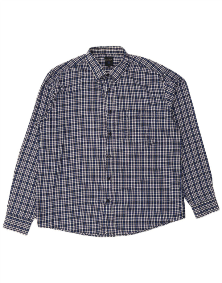 James Pringle Herren-Flanellhemd, groß, blau kariert, Polyester