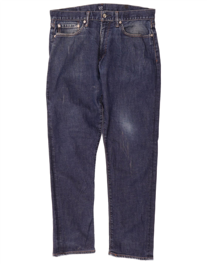 Gap Herren Straight Jeans W32 L30 Marineblaue Baumwolle