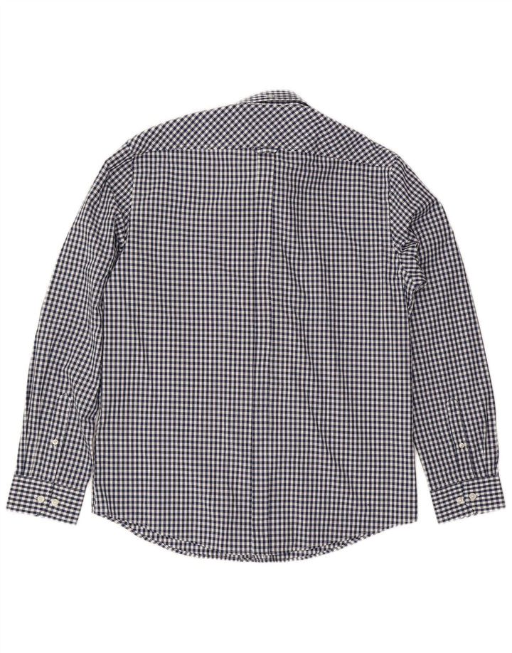BEN SHERMAN Mens Shirt Large Navy Blue Gingham Cotton Classic