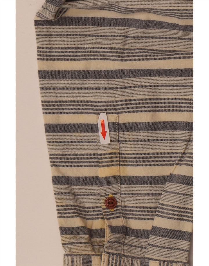 White Stuff Herren Slim Fit Hemd 2XL Beige gestreift aus Baumwolle