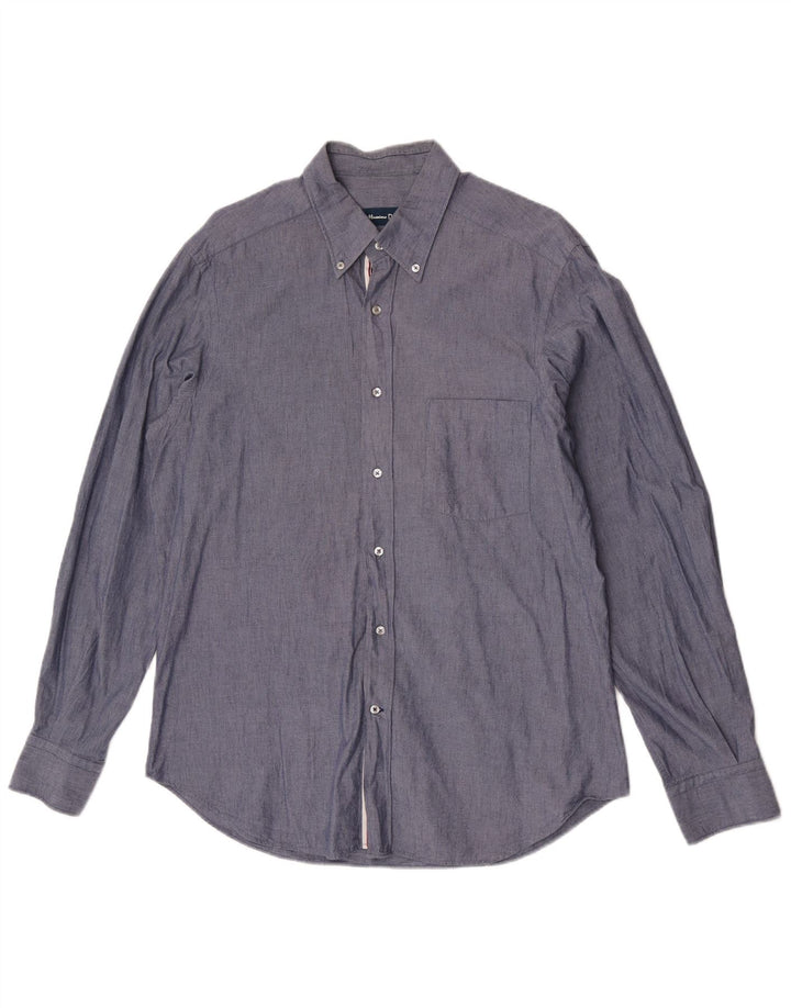 Massimo Dutti Herrenhemd, groß, graue Baumwolle