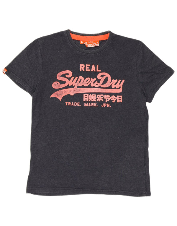 SUPERDRY Herren-T-Shirt mit Grafik, groß, marineblaue Baumwolle