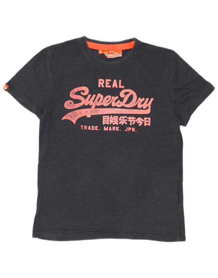 SUPERDRY Herren-T-Shirt mit Grafik, groß, marineblaue Baumwolle