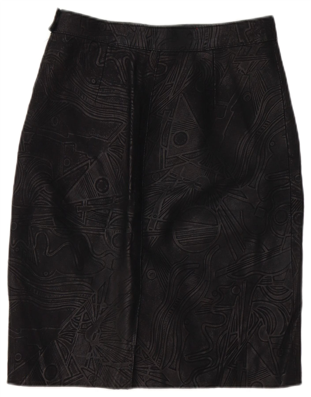 Vintage Damen Lederrock W26 Klein Schwarz Geometrisch
