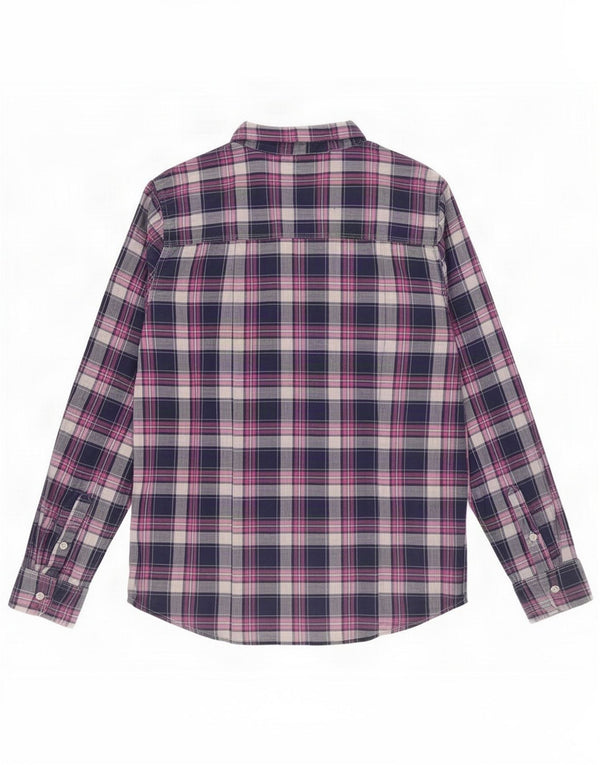 Superdry Womens Shirt UK 14 Large Blue Check Cotton