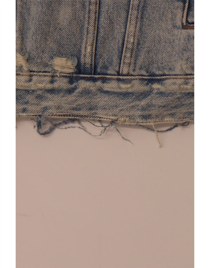 ZARA Herren Distressed Jeansjacke UK 38 Mittelblaue Baumwolle