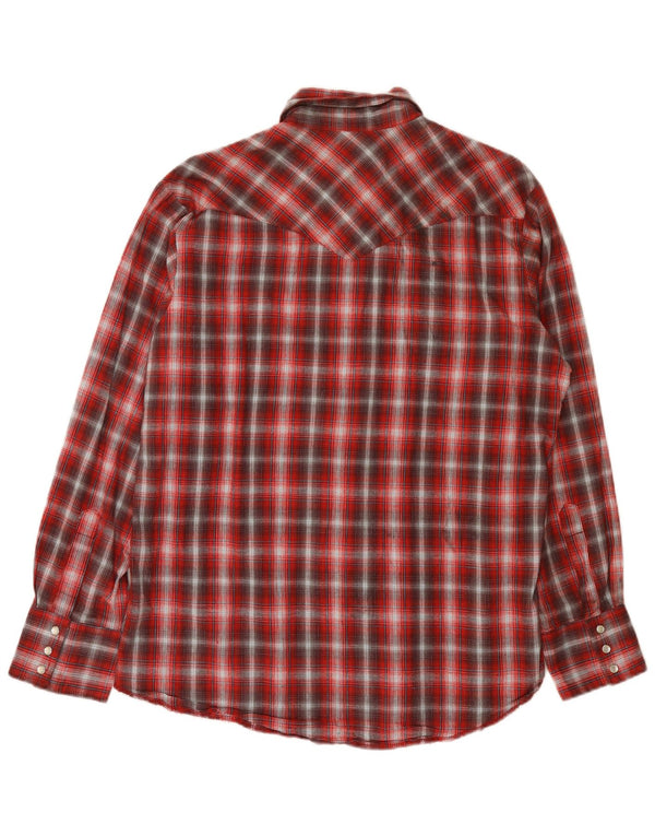 Wrangler Herren-Western-Flanellhemd, groß, rot kariert, Baumwolle