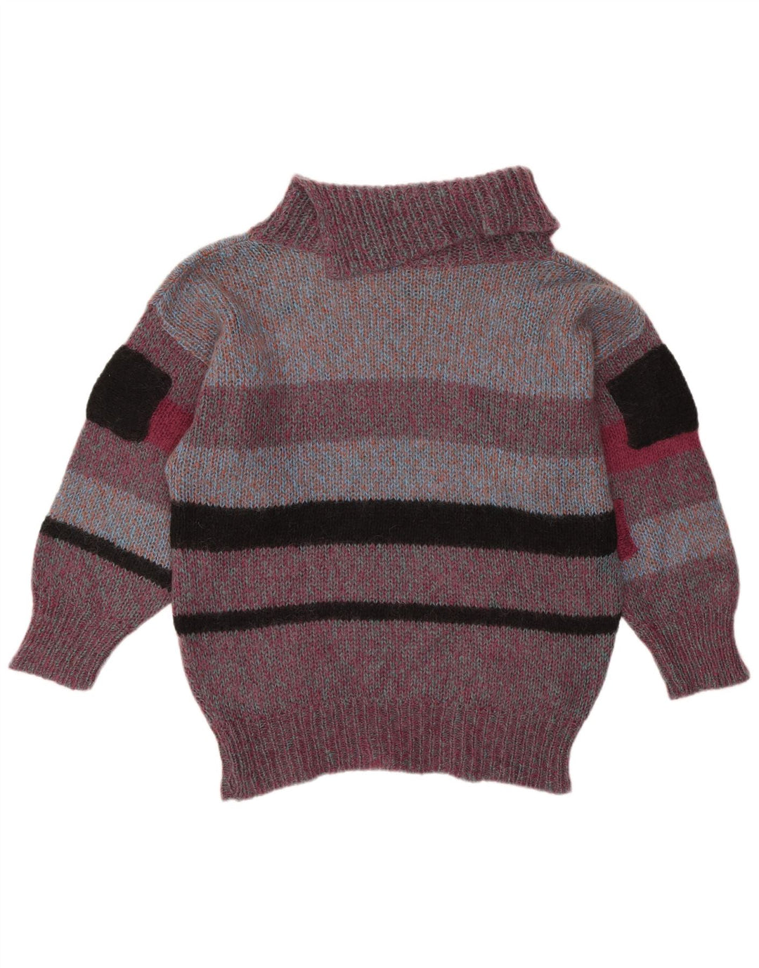 VINTAGE Rollkragenpullover für Damen UK 18 XL Lila Farbblock