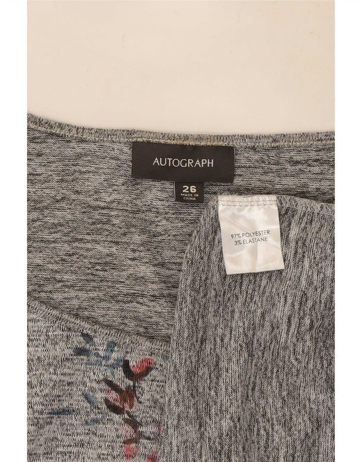 Marks & Spencer Damen Autograph Graphic Top 3/4 Ärmel UK 26 5XL Grau