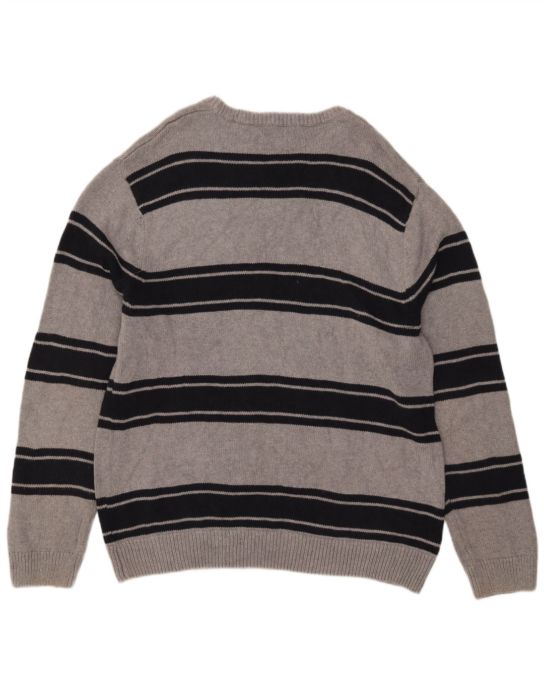 Chaps Herren-Pullover mit Rundhalsausschnitt, XL, grau gestreift, Baumwolle