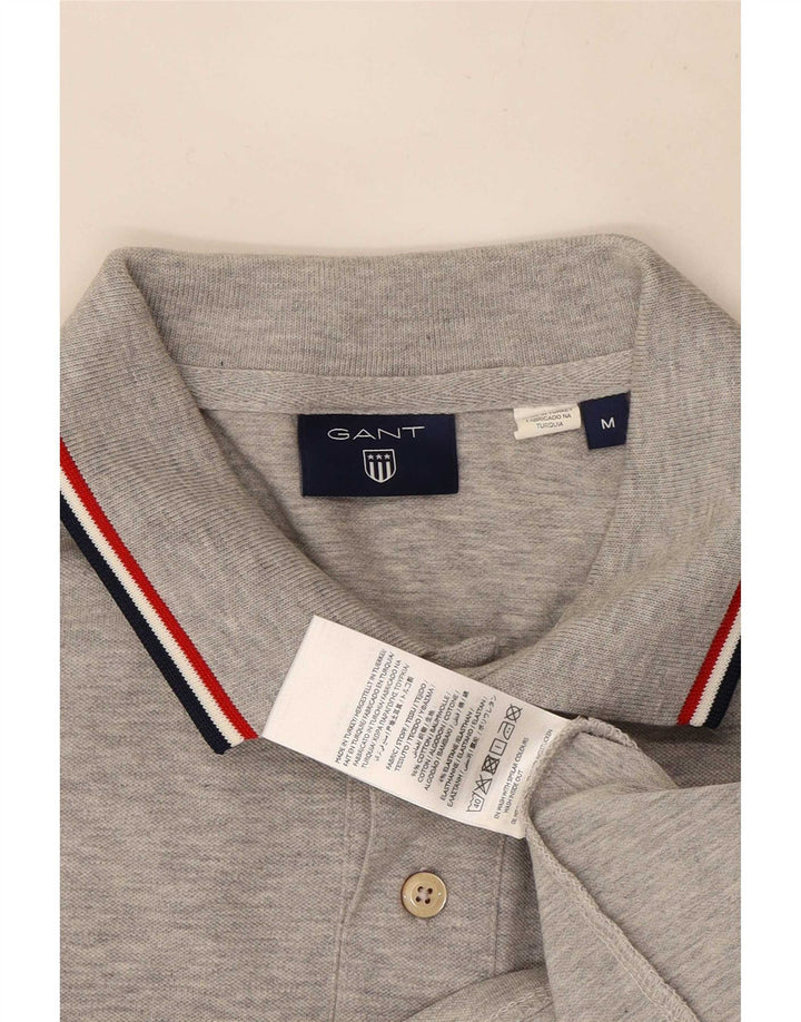 Gant Herren-Poloshirt aus mittelgrauer, gestreifter Baumwolle
