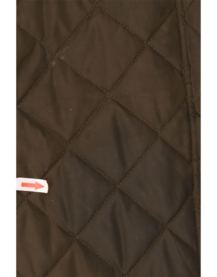 Dkny Womens Hooded Quilted Overcoat UK 16 Large Khaki Polyester