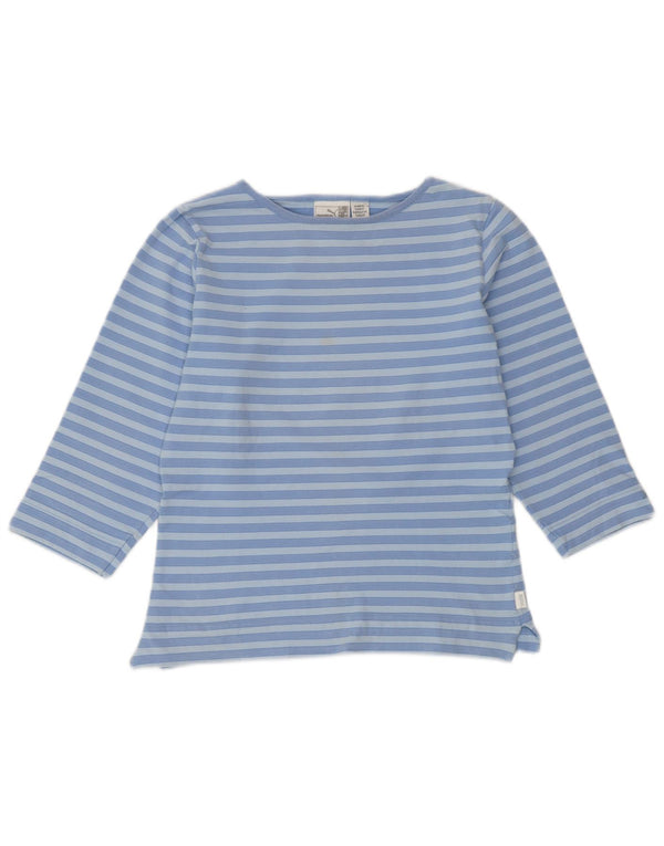 PUMA Damen Crop Top 3/4 Ärmel UK 14 Mittelblau gestreift Baumwolle