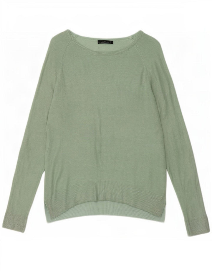Zara Damen-Pullover mit U-Boot-Ausschnitt, Gr. 14, Mittelgrün