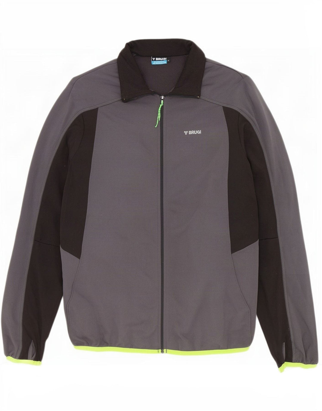 Brugi Herren-Trainingsanzugoberteil, mittelgraues Farbblock-Polyester
