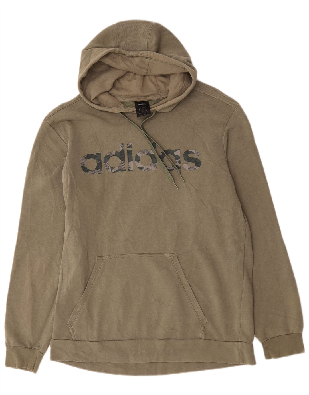 Adidas Herren Grafik-Hoodie-Pullover aus mittlerer Khaki-Baumwolle