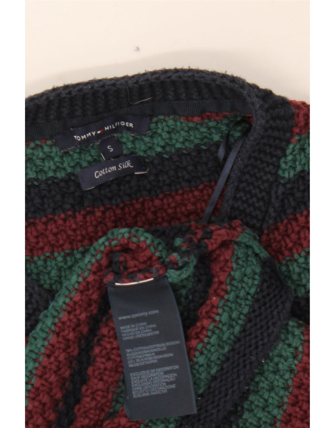 TOMMY HILFIGER Womens Cardigan Sweater UK 10 Small Multicoloured Striped Vintage Tommy Hilfiger and Second-Hand Tommy Hilfiger from Messina Hembry 