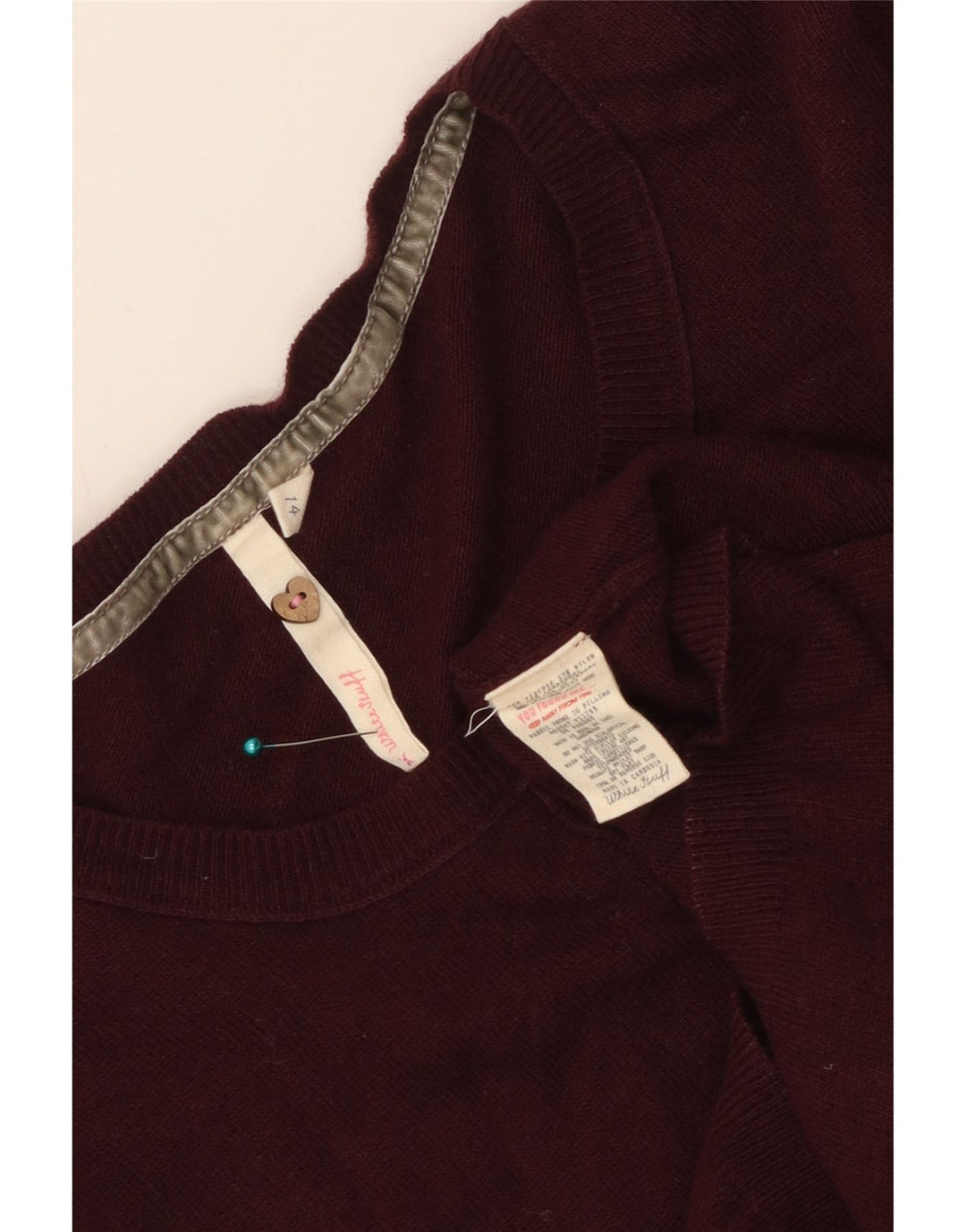 WHITE STUFF Damen-Cardigan-Pullover UK 14 Medium Maroon Viscose
