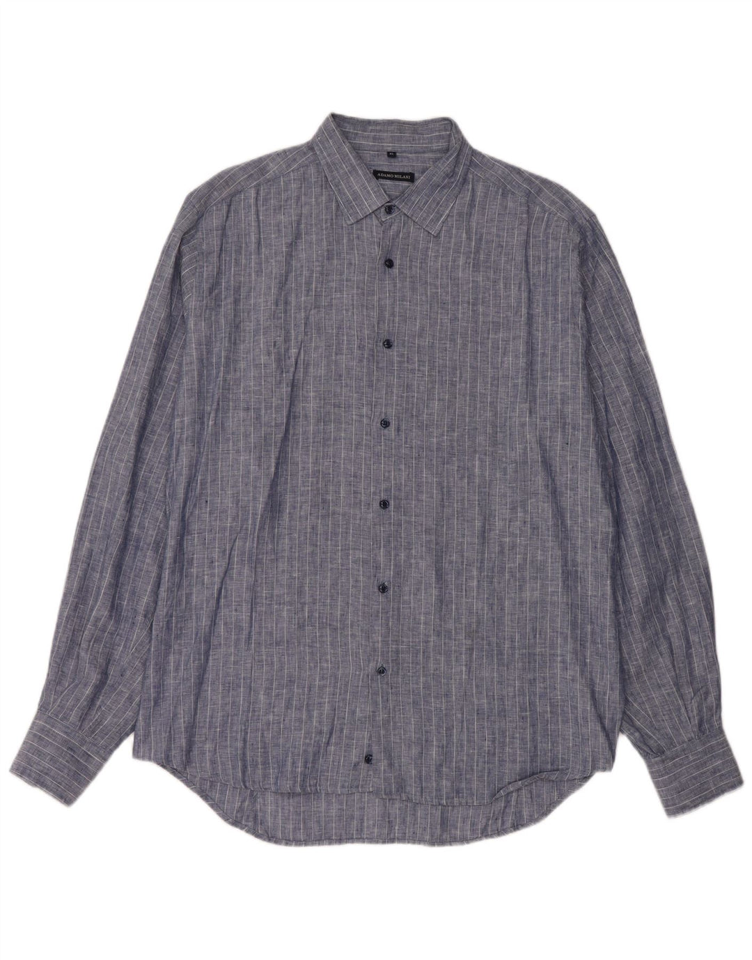 VINTAGE Herrenhemd XL Blaues Nadelstreifen-Leinen