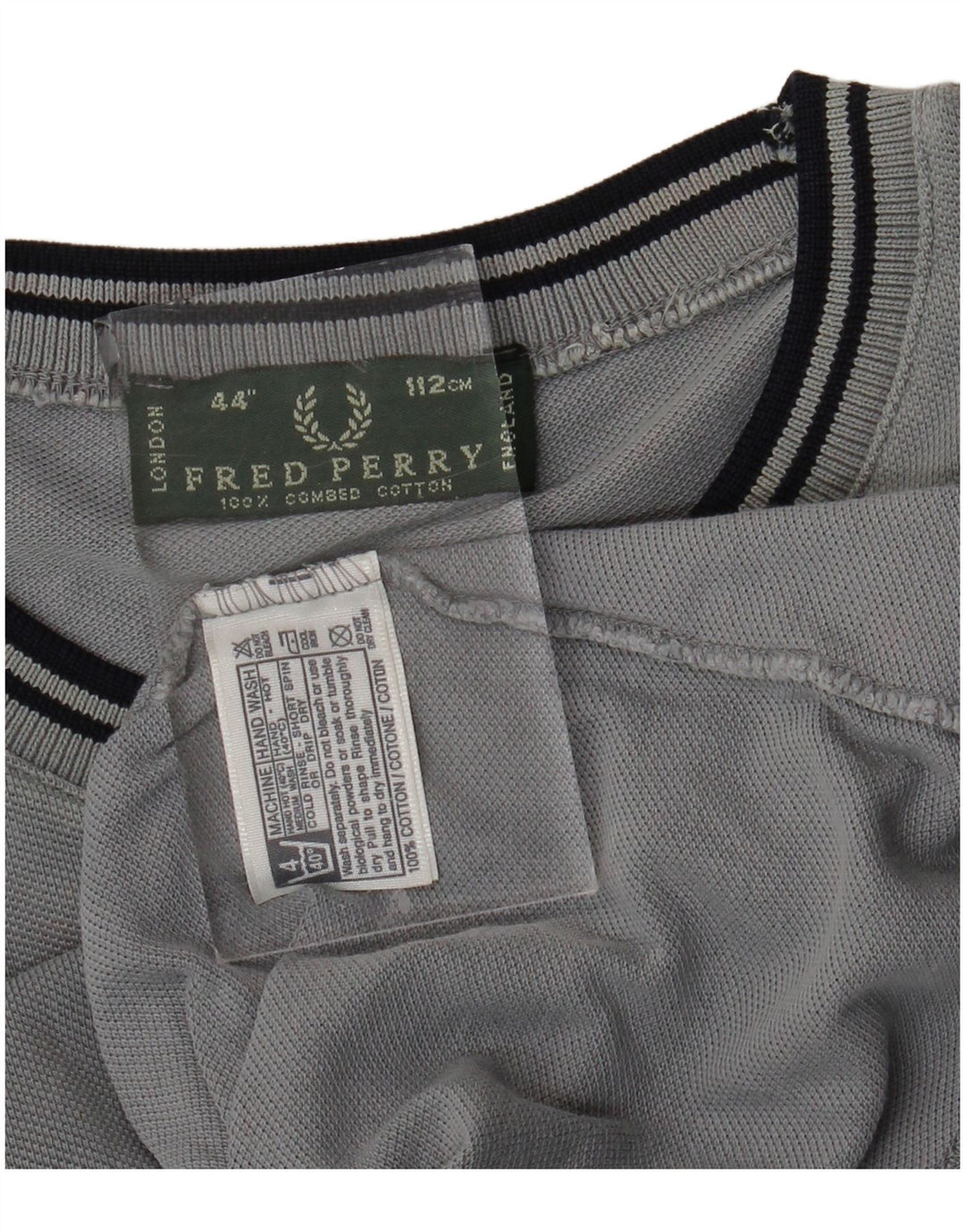 FRED PERRY Herren-Top, langärmelig, mittelgraue Baumwolle