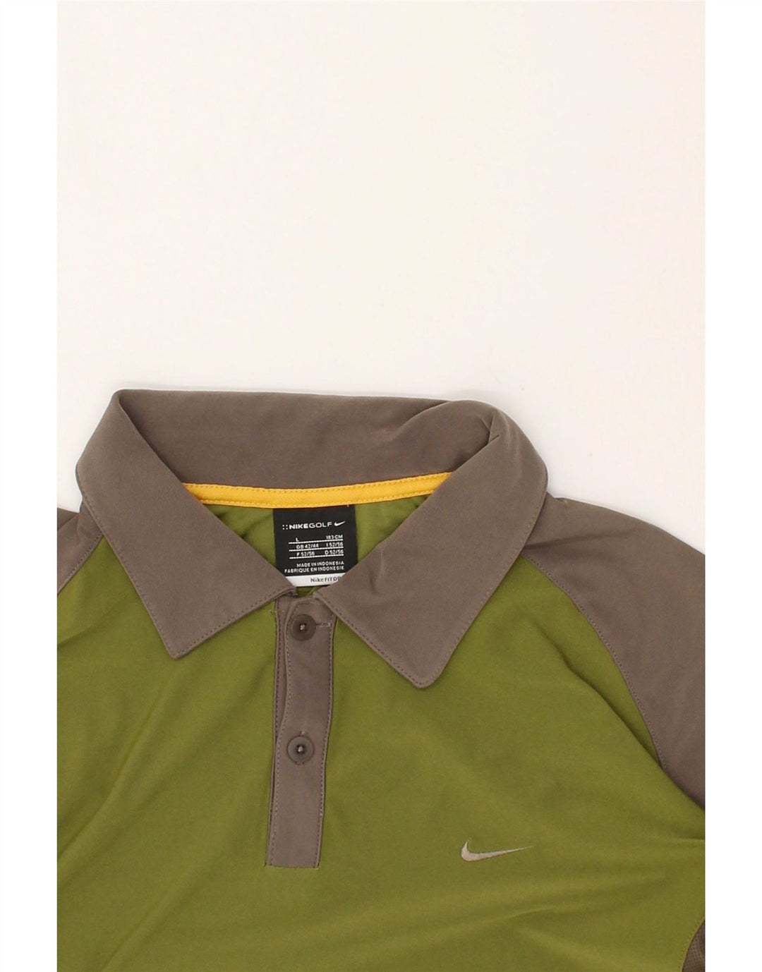 NIKE Herren-Poloshirt UK 42/44, großes grünes Colourblock-Polyester