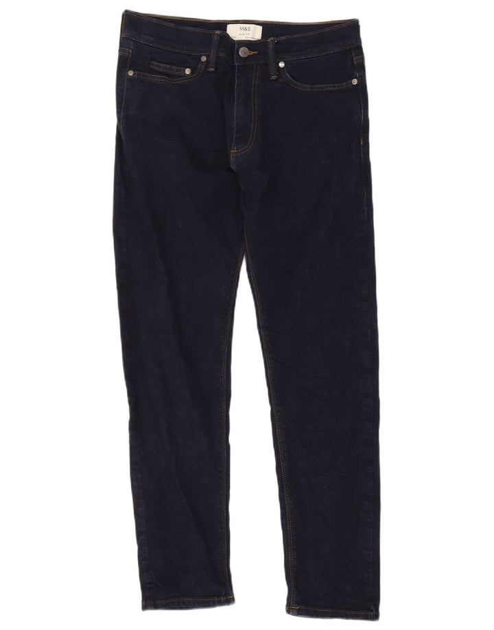 Marks & Spencer Herren Slim Jeans W30 L31 Marineblaue Baumwolle